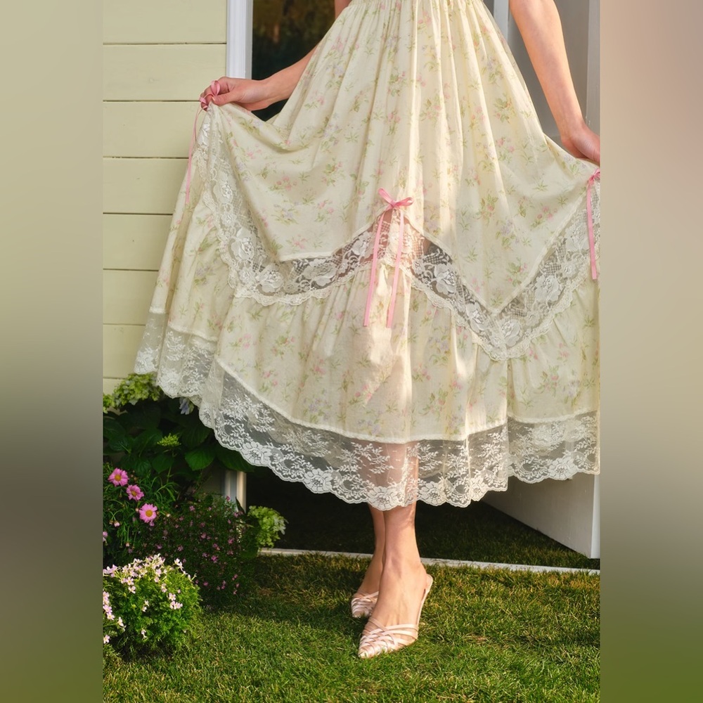 Lacemade floral holiday dress fairycore cottage kawaii fairy victorian Lolita - Picture 4 of 14
